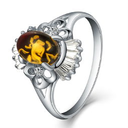 足金镶嵌与银镶琥珀戒指 价格、厂家、图片全解析